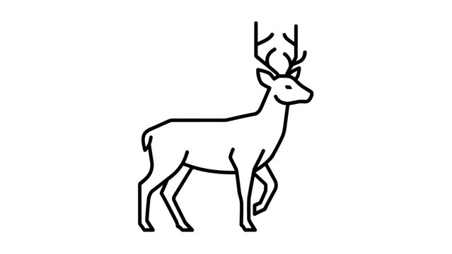 Minimalist deer line art illustration, elegant stag outline, simple graphic animal icon