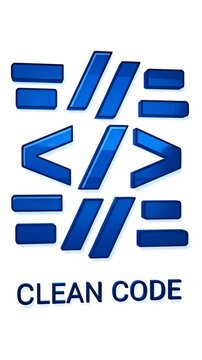 Clean Code Symbol With Blue Brackets On White Background