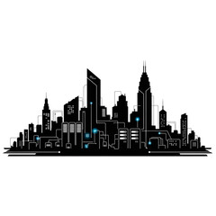 Obraz premium Modern cityscape with sleek skyscrapers and vibrant technology hubs