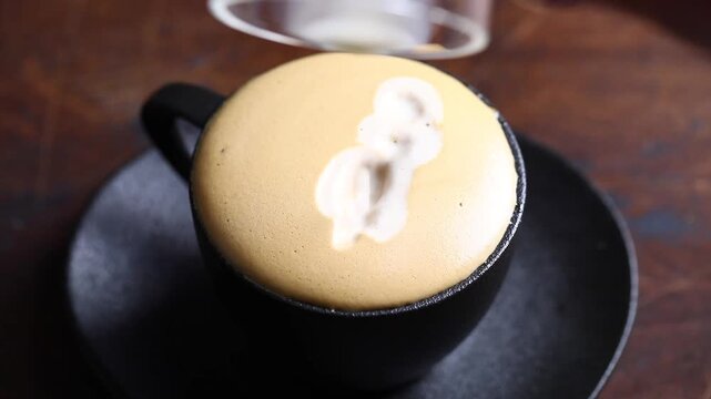 Dalgona coffee, whipping coffee with an electric whisk, whipped coffee