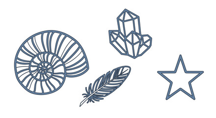 Minimalist Line Art Icons of Growth and Achievement on Black Background