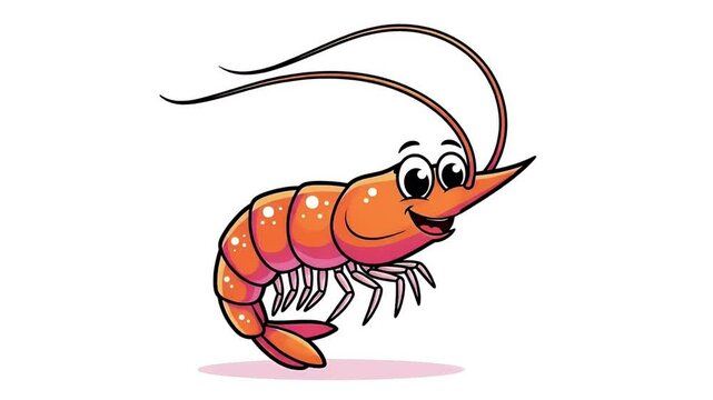 Cartoon Shrimp Animation on White Background