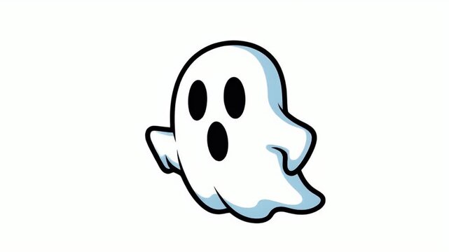 Cartoon White Ghost Animation Halloween Spooky Fun