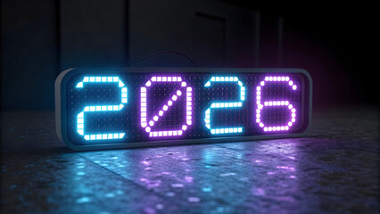 Neon 2026 Digital Year Background