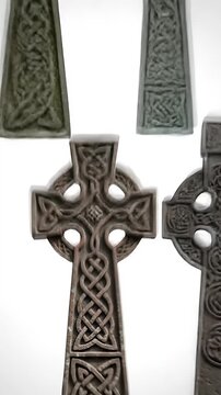 Celtic Cross Stone Monuments Intricate Knotwork Carvings