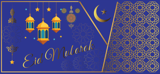 Eid Mubarak muslim Festival Greeting  Design Template