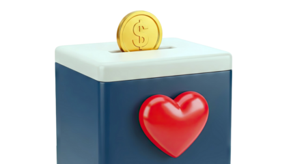 Donation Box with Coin and Heart Emblem