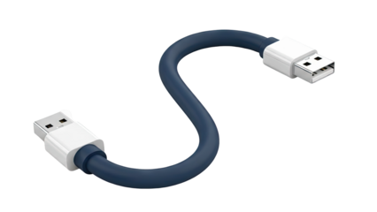 Curved Navy USB Cable with White Connectors