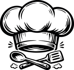 Stylish chef hat and kitchen utensils for culinary concepts