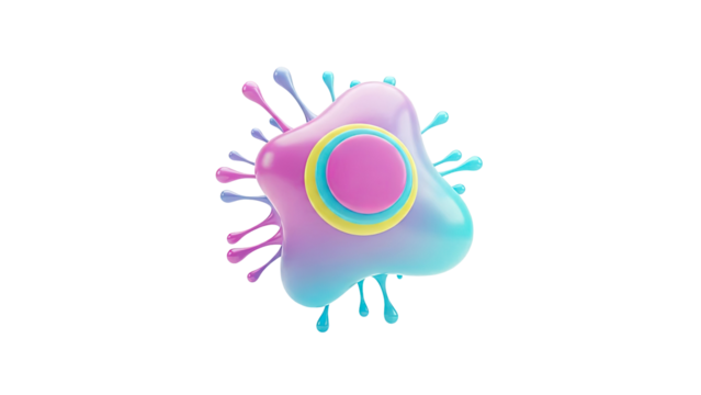 Abstract 3D Blob with Splashes and Circles - Powered by Adobe