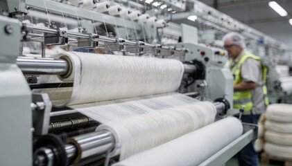 Highspeed machines create smooth corespun threads blending strength and softness for durable apparel production in modern garment factories.