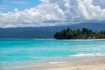 Fototapeta premium Turquoise tropical beach landscape at Labuhan Jukung Beach, Krui, Lampung