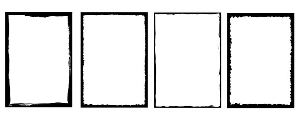 Frame Vintage Grunge Ink Style Distressed Digital Border PNG