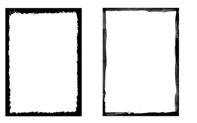 Frame Monochrome Black Charcoal Style Rough Texture Border PNG