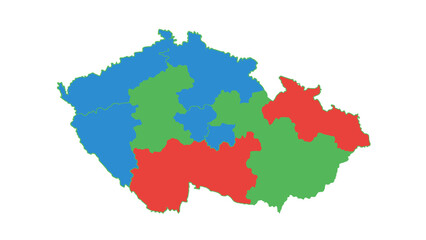 Obraz premium czech republic regions map colored