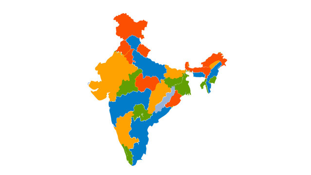 colorful india map with different states