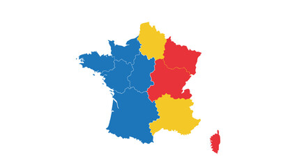France regions map colored