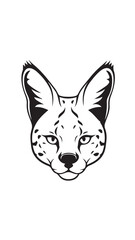 Obraz premium Minimalist black and white stylized cat head illustration with bold linework and symmetry.