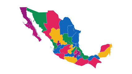 Fototapeta premium mexico map, colorful states
