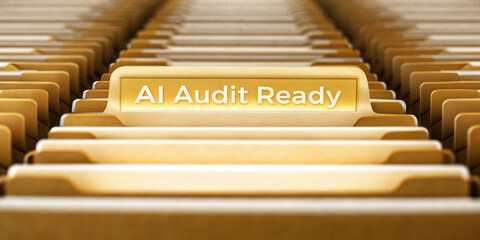 AI audit ready file folder organized document storage compliance preparation efficient record management business office yellow tab closeup professional data security systematic