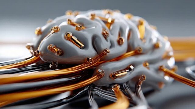 Digital Brain: A modern depiction of the human brain as a sophisticated digital structure, interlaced with intricate circuits and connections.