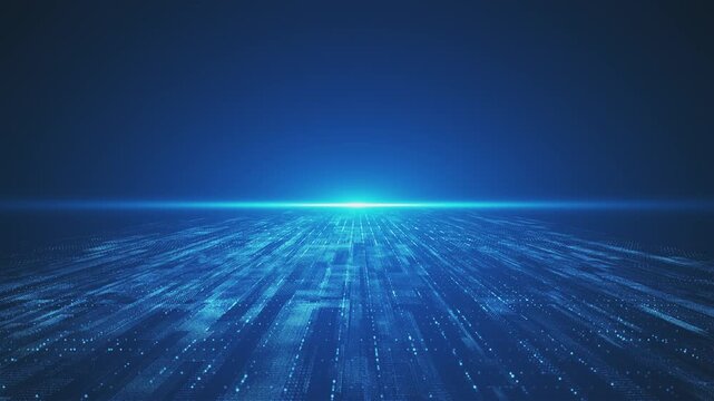 Blue technology background, network data traversal, Internet digital security concept