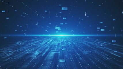 Blue technology background, network data traversal, Internet digital security concept - Powered by Adobe