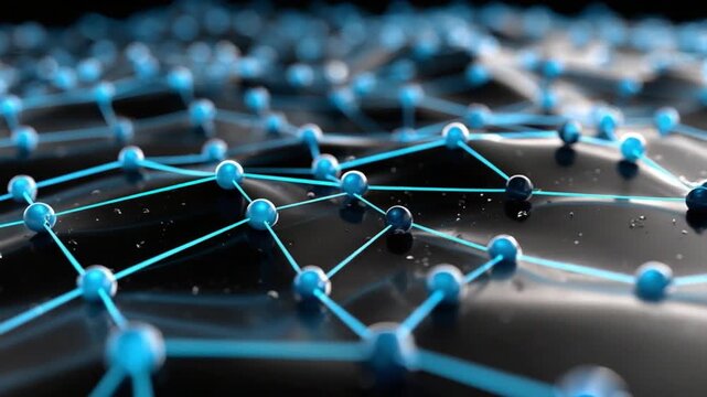 Interconnected Nodes: A network of glowing blue nodes intricately linked by luminescent lines, symbolizing the vast web of connection and digital information. 