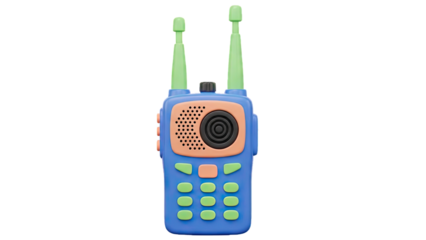 Blue and Green Toy Walkie-Talkie with Orange Accents