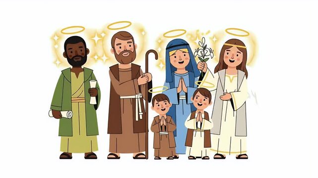 Christmas Nativity Scene Family Angels Joseph Mary Jesus Child