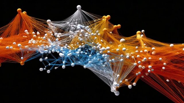 Digital Web of Interconnectivity: A complex network of interconnected nodes and lines, illustrating the intricate web of digital connectivity, data flow, and information exchange.