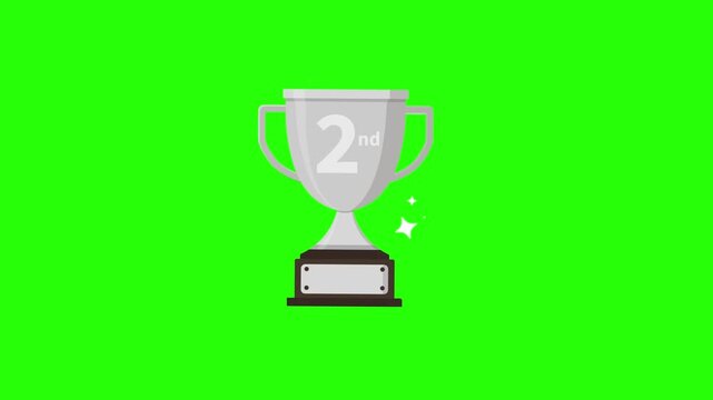 gold silver bronze champion trophy, animated 1st, 2nd, 3rd place trophy gold bronze silver green screen 4k looping
