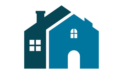 blue home building logo design