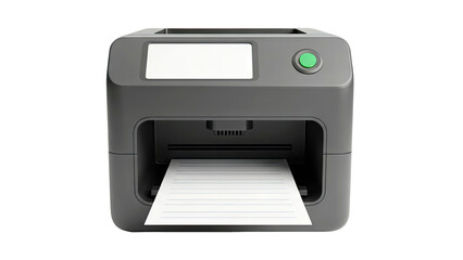 Modern Gray Printer with Output Tray and Paper