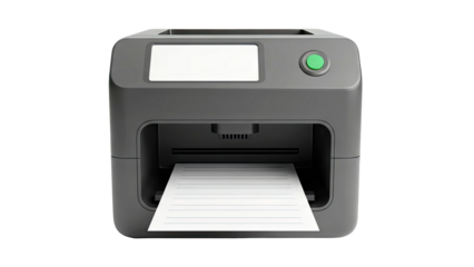 Modern Gray Printer with Output Tray and Paper