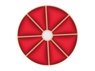 Red Circular Segmented Wheel Vector on Transparent Background, Glossy Pie Chart Design