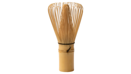 Traditional bamboo matcha whisk on black background