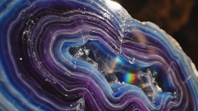 Banded Blue John Fluorite Mineral Formation Closeup