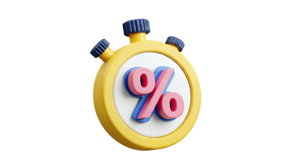 3D Stopwatch with Percentage Symbol