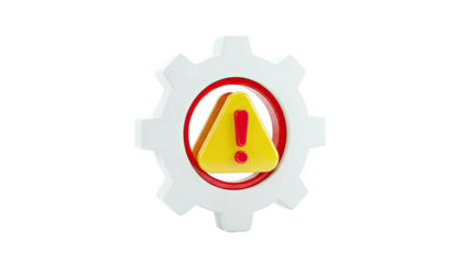 3D Warning Symbol Inside Gear