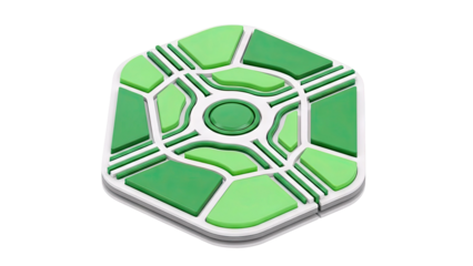 Abstract Hexagonal Design with Green and White Elements