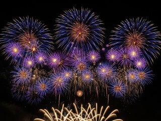 Fototapeta premium Vibrant fireworks display illuminating night sky