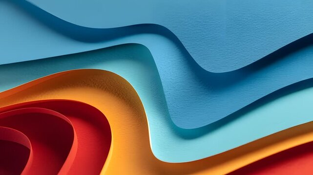 Colorful abstract paper wave layers in vibrant modern design
