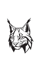 Fototapeta premium Stylized Lynx Head Logo Illustration with Bold Monochrome Lines.