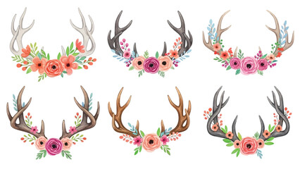 Watercolor floral antlers a collection of delicate woodland inspired designs