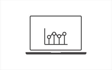 Fototapeta premium Business analytics chart displayed on laptop screen. Financial data analysis, statistics and performance concept. finance visualization. Flat illustrator vector file. high quality picture 