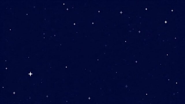 Dark blue night sky animation with twinkling stars. Seamless loop abstract background of deep space and magical starlight.