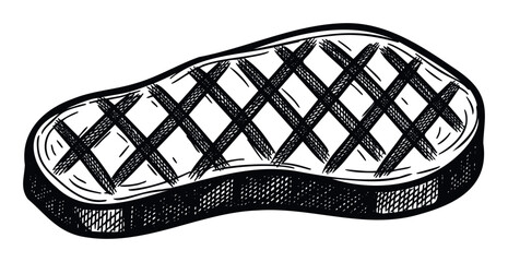 Grilled beef steak with charred marks for restaurant menu visuals, butcher shop branding, or culinary related promotional materials