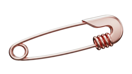 Rose Gold Safety Pin Isolated on White