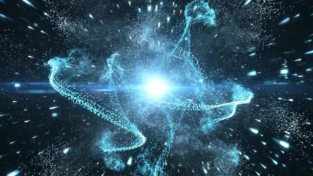Explosive Particle Burst of White and Cyan Light as a Dynamic Overlay